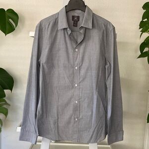 H&M Slim Fit Easy Iron Men's Button down long sleeve shirt gray M